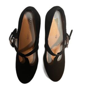 Franco Sarto Women's Black Suede 4" Heel T-Strap MaryJanes SZ 9.5*FLAWED